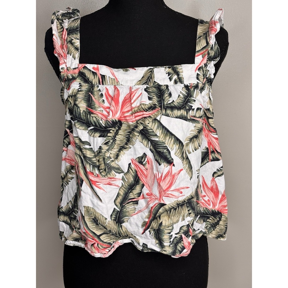 Loft Women's Tropical Tank Top Ruffle Sleeve Size Small